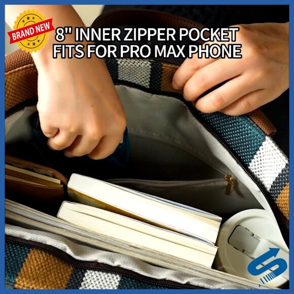 Large Canvas Tote Bag with Laptop Compartment Professional Office Work Bag - Picture 6 of 6